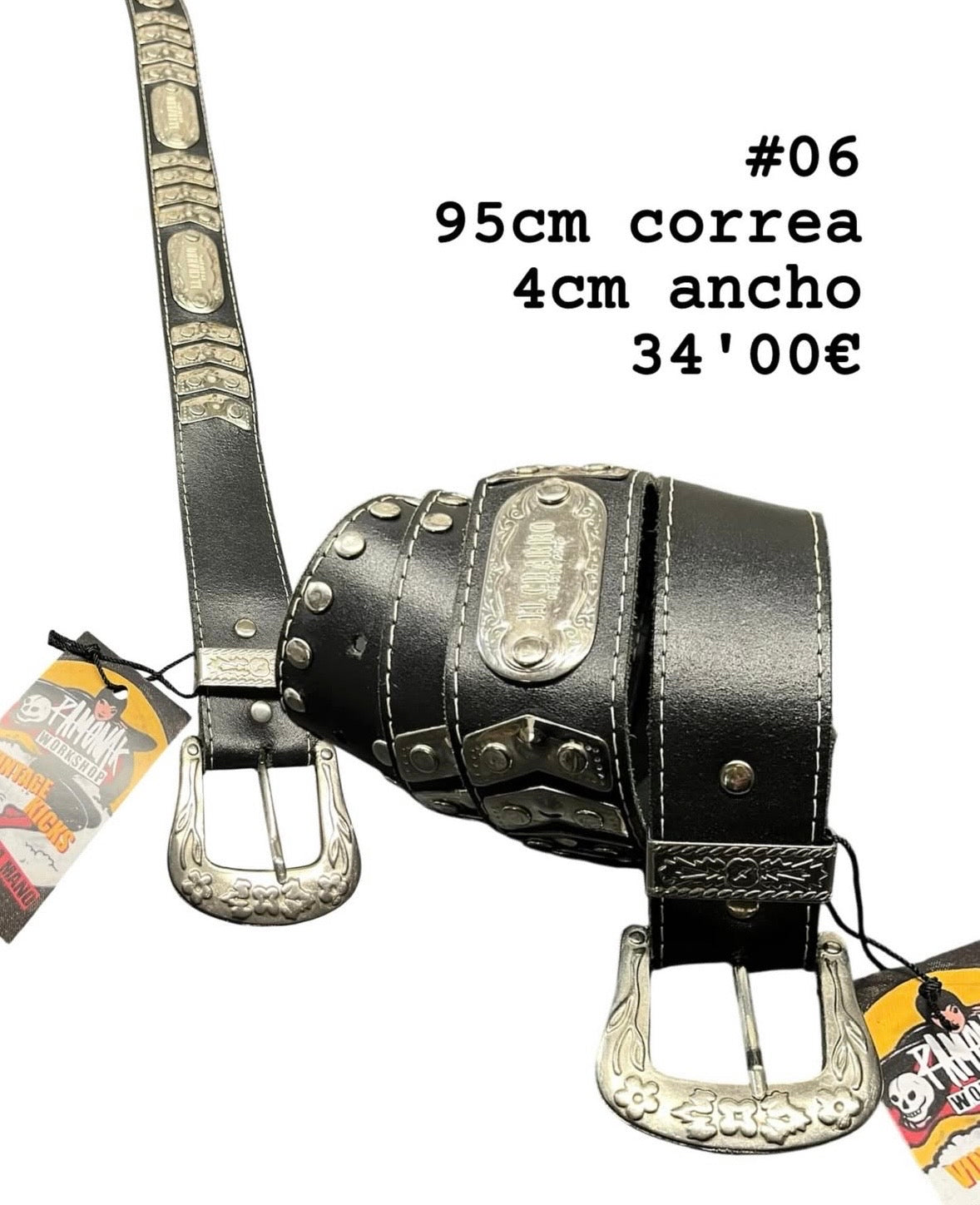Cinturón retro de cuero auténtico 95cm - 06