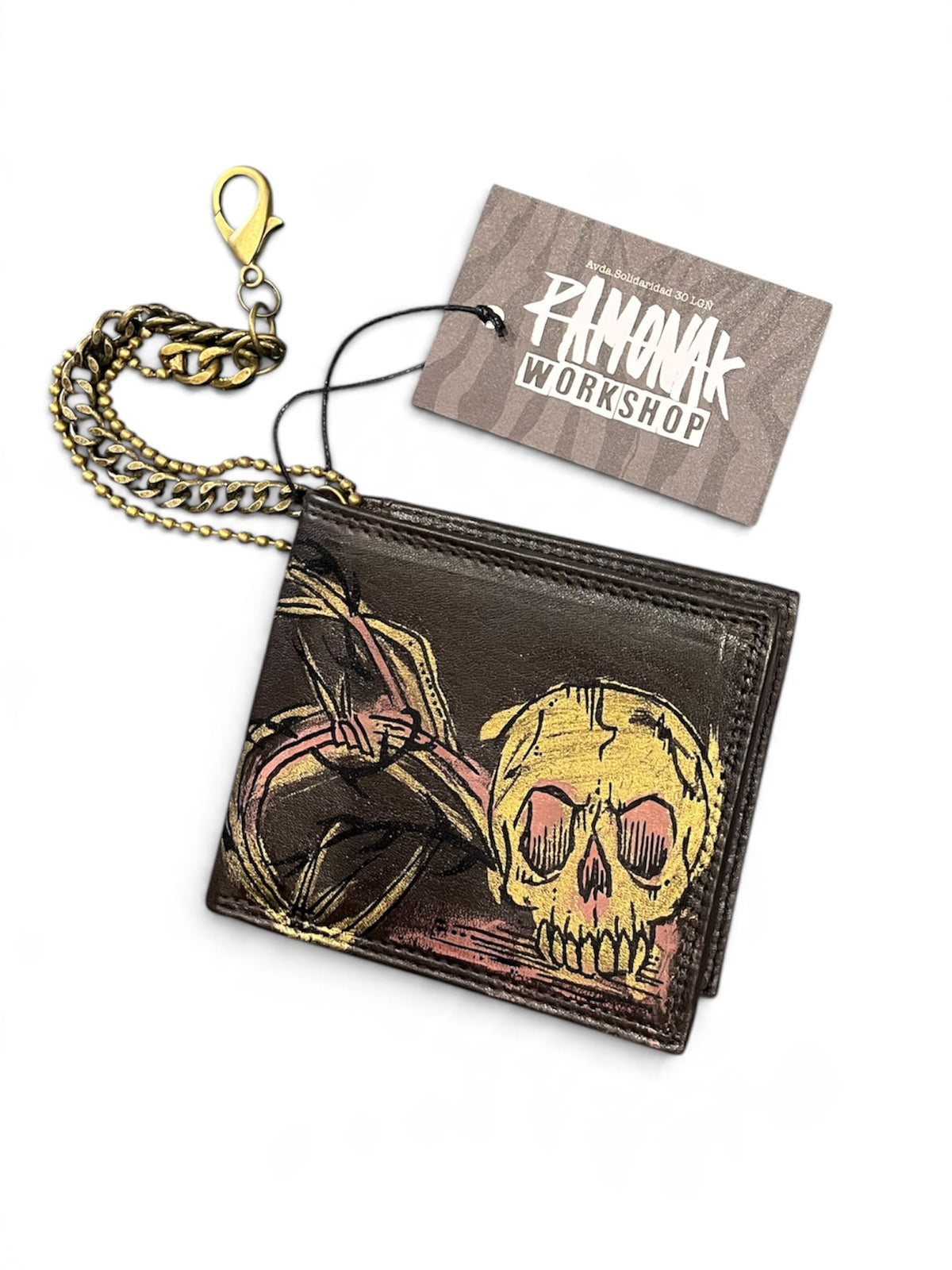 Cartera cuero pintada a mano