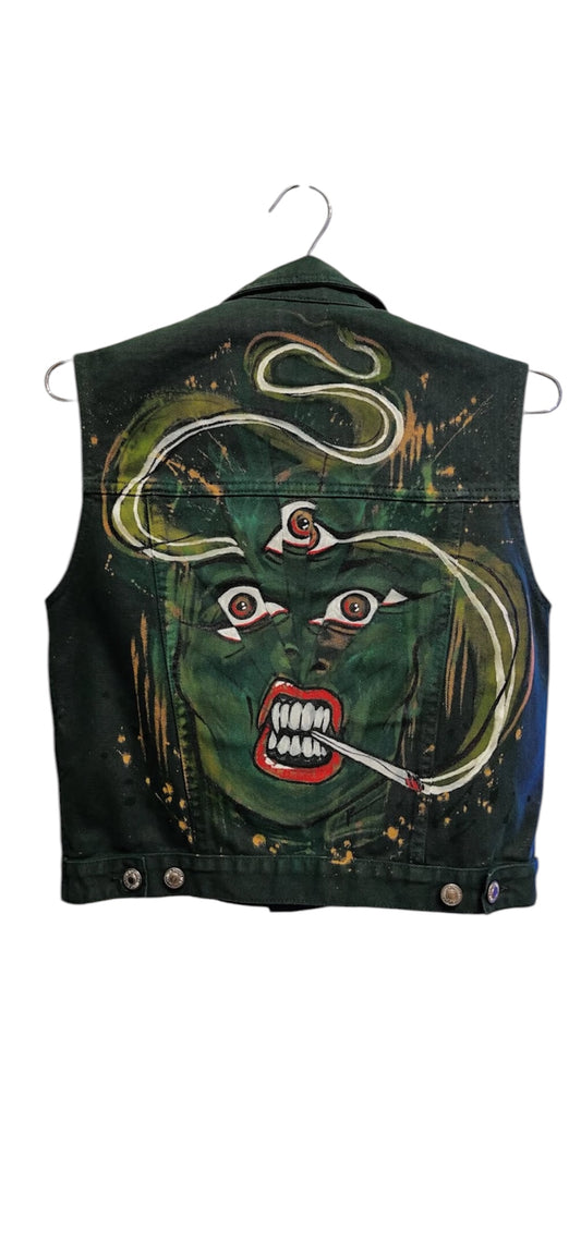 Chaleco custom  vaquero pintado a mano