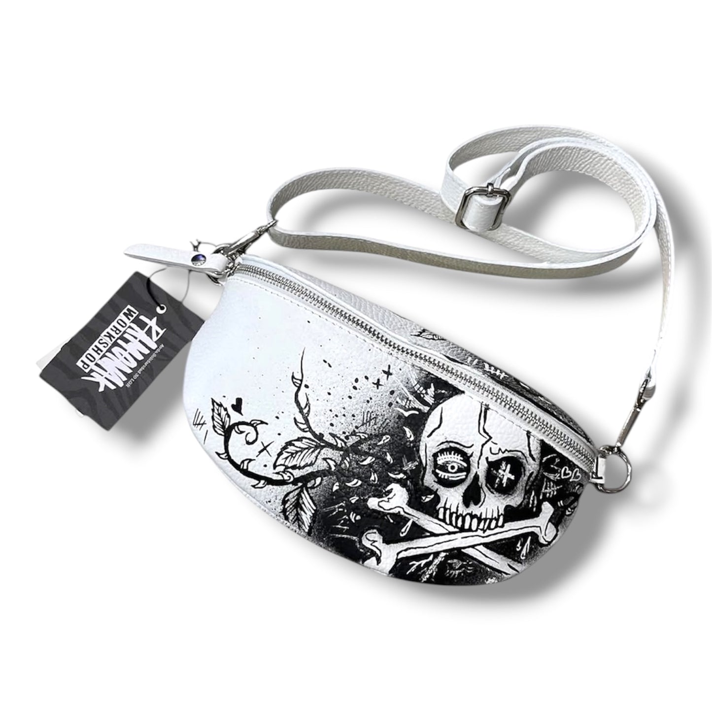 Riñonera custom cuero blanco