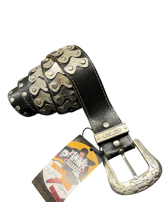 Cinturón retro de cuero auténtico 105cm - 01