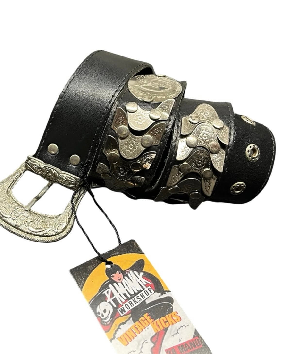 Cinturón retro de cuero auténtico 91cm - 04