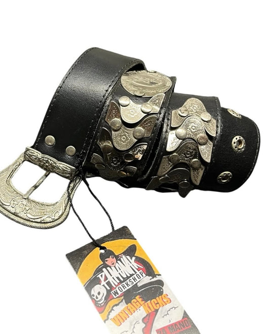 Cinturón retro de cuero auténtico 91cm - 04