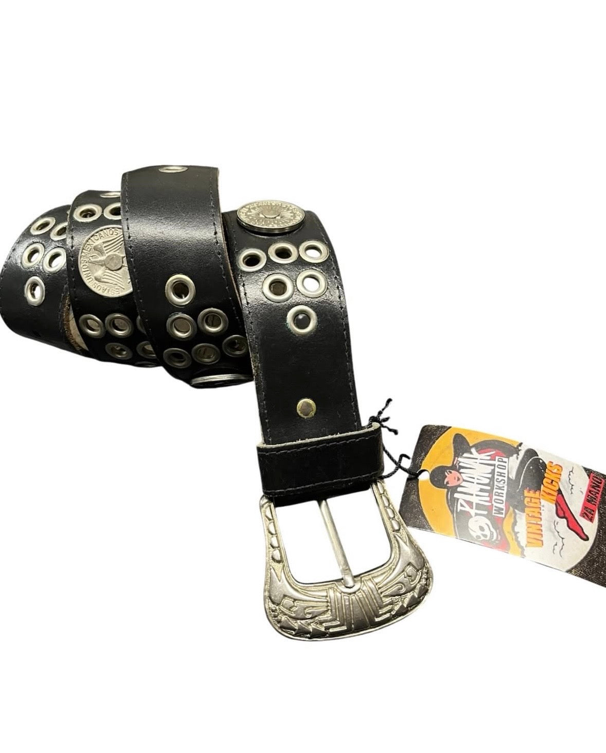 Cinturón retro de cuero auténtico 91cm - 05