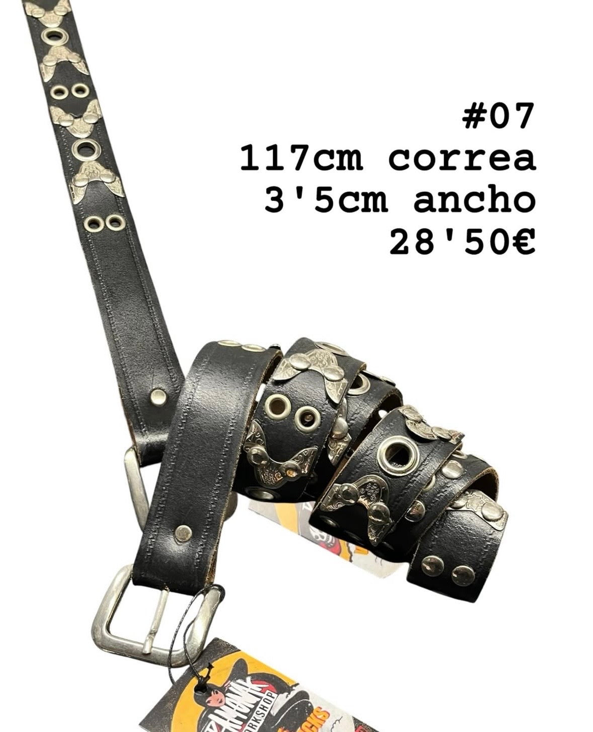 Cinturón retro de cuero auténtico 117cm - 07