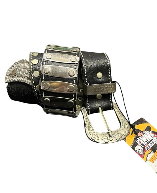 Cinturón retro de cuero auténtico 90cm - 08