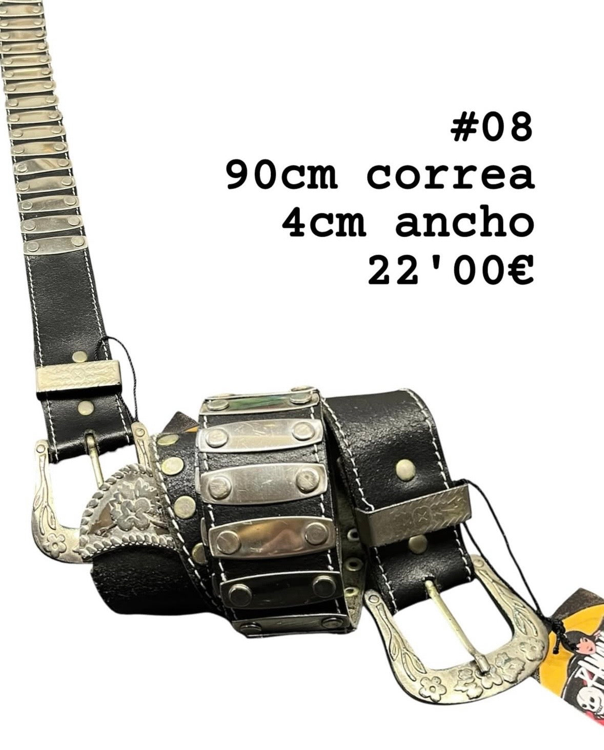 Cinturón retro de cuero auténtico 90cm - 08