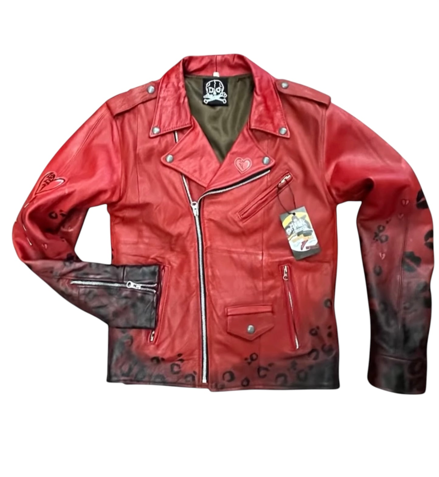 Cazadora cuero roja custom
