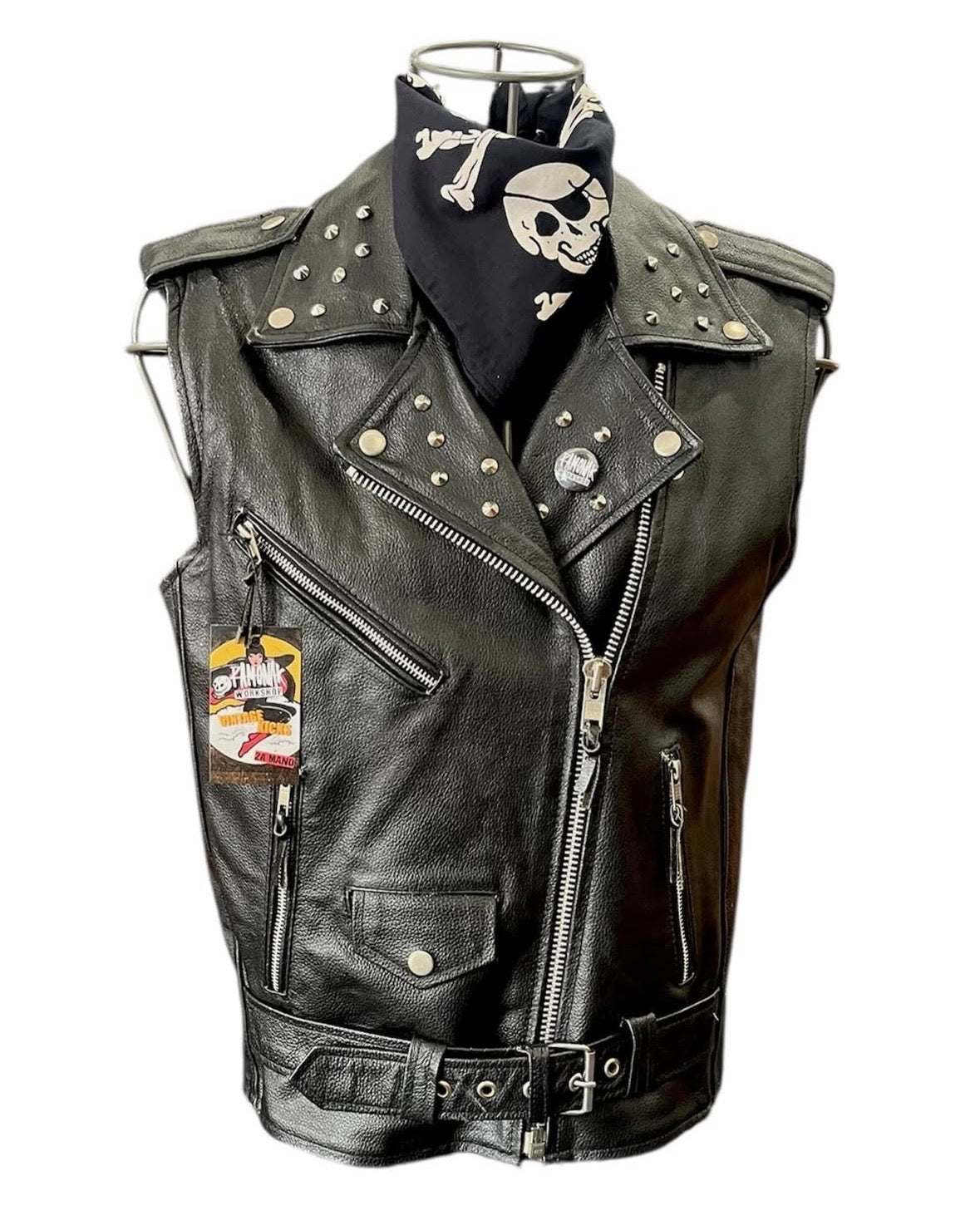 Chaleco de cuero custom de The Misfits · Talla S